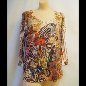 S or XL NWT Zebra brown sublimation top shirt